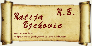 Matija Bjeković vizit kartica